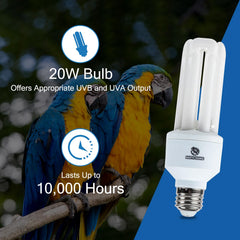 Bombilla UVB REPTI HOME con enchufe E26 para aves.