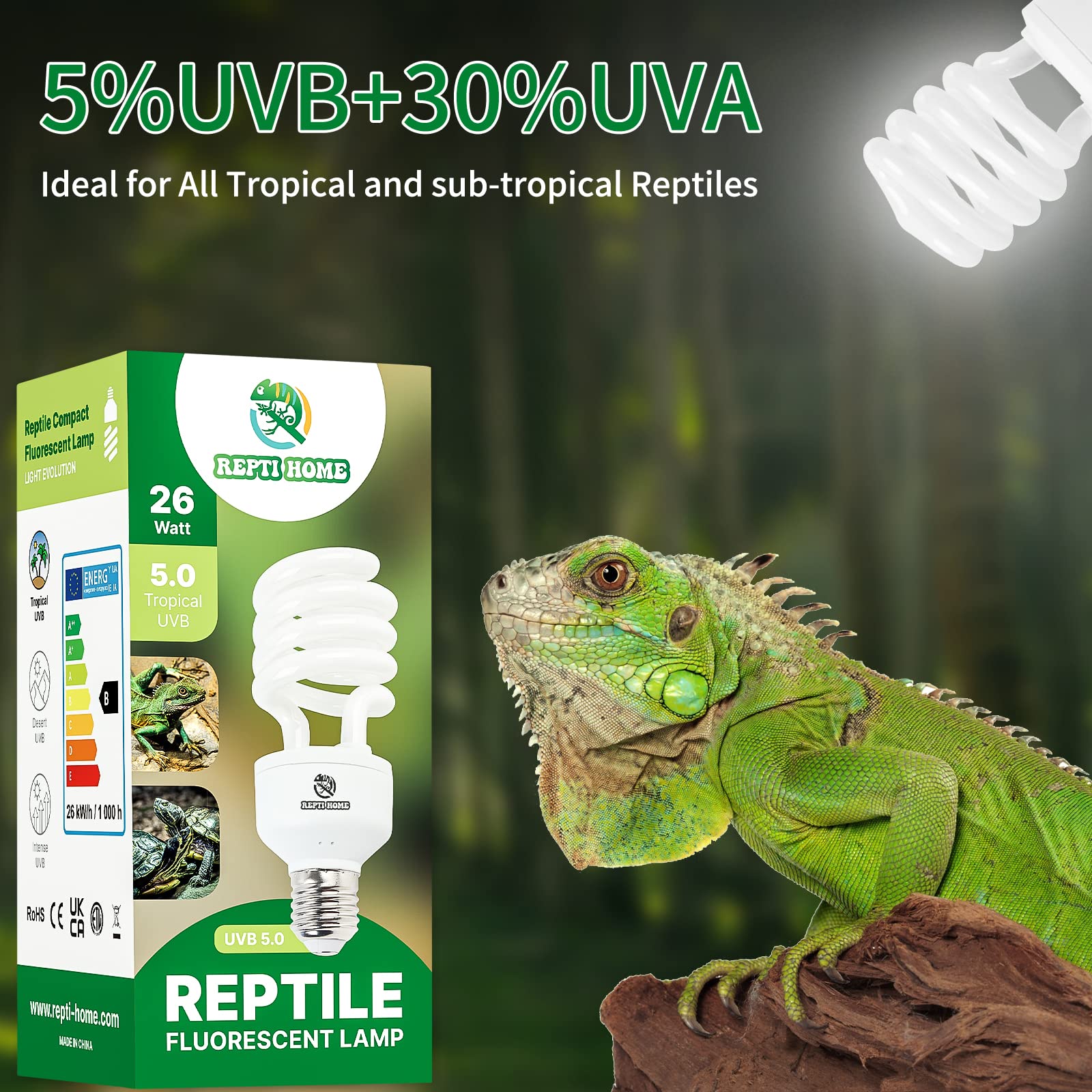 REPTI HOME Camaleones bajo luz UVB disfrutan de la iluminación.