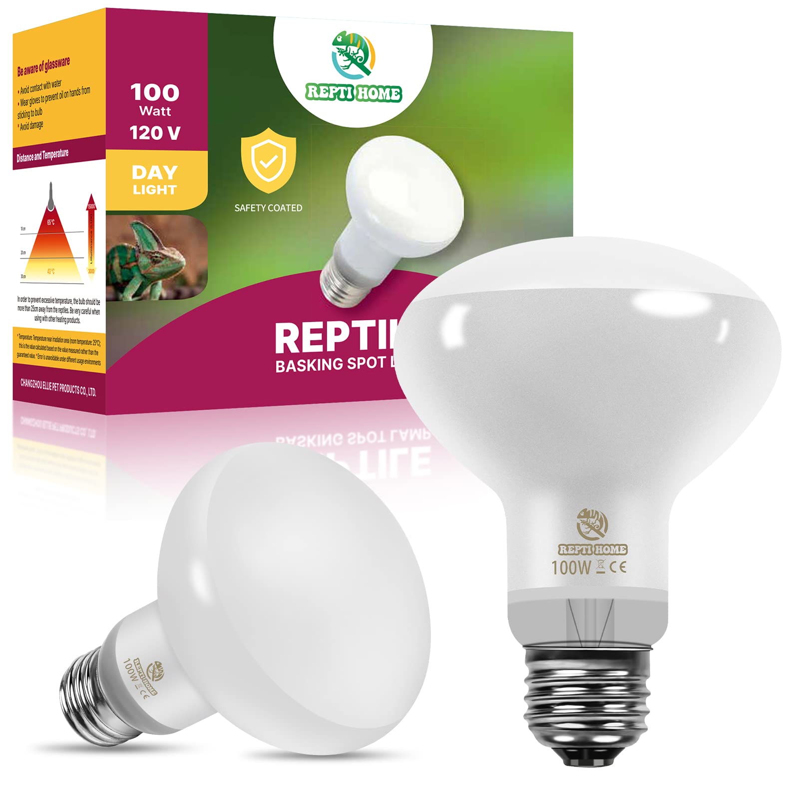 REPTI HOME lámpara-calor reptil 100W, calor estable para reptiles