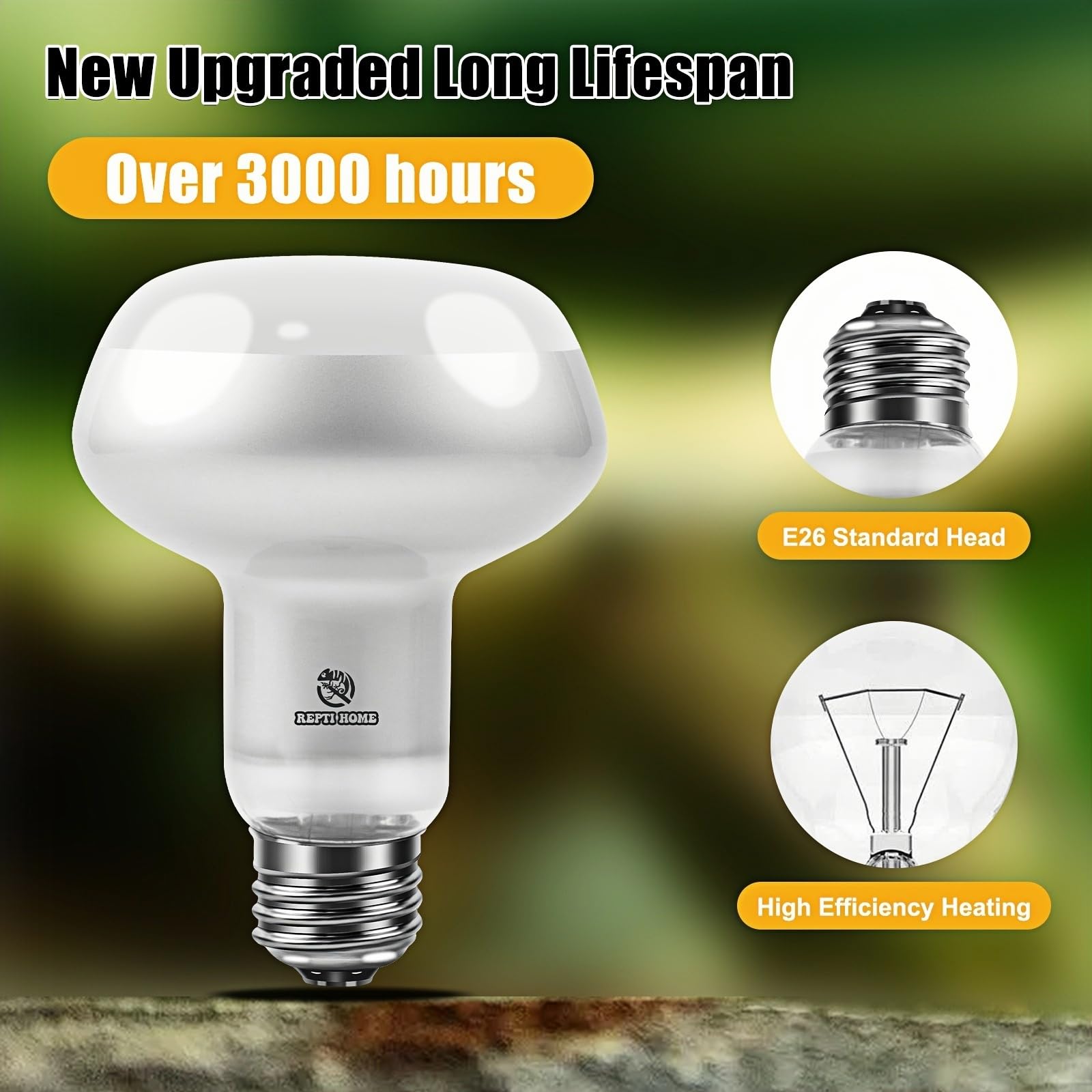 REPTI HOME lámpara de calor 50W con foco 04, iluminación UVA para actividad diurna