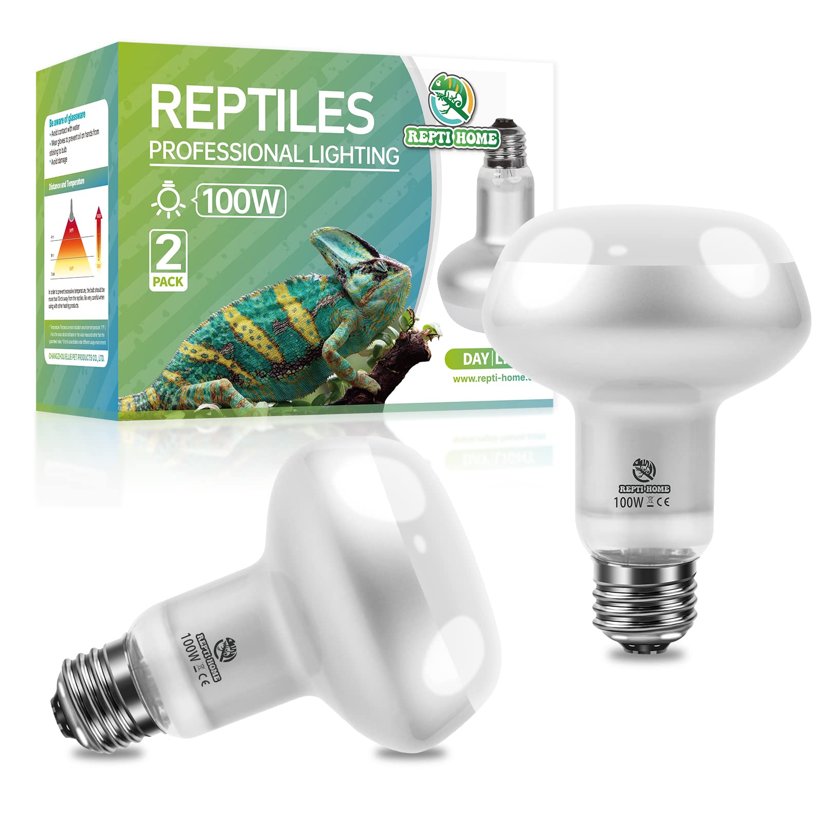 REPTI HOME lampara-calor-reptiles-100W: dos-unidades para terrario.