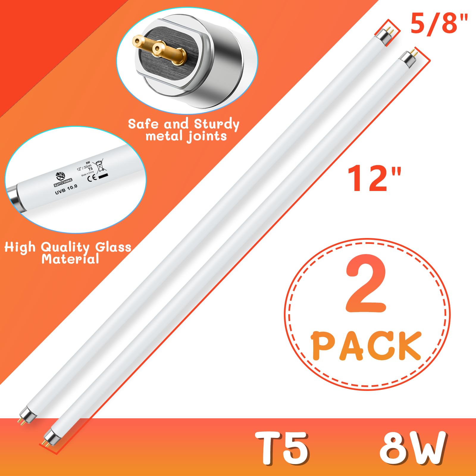 Lámpara UVB para tortugas con tubo largo, cobertura amplia
