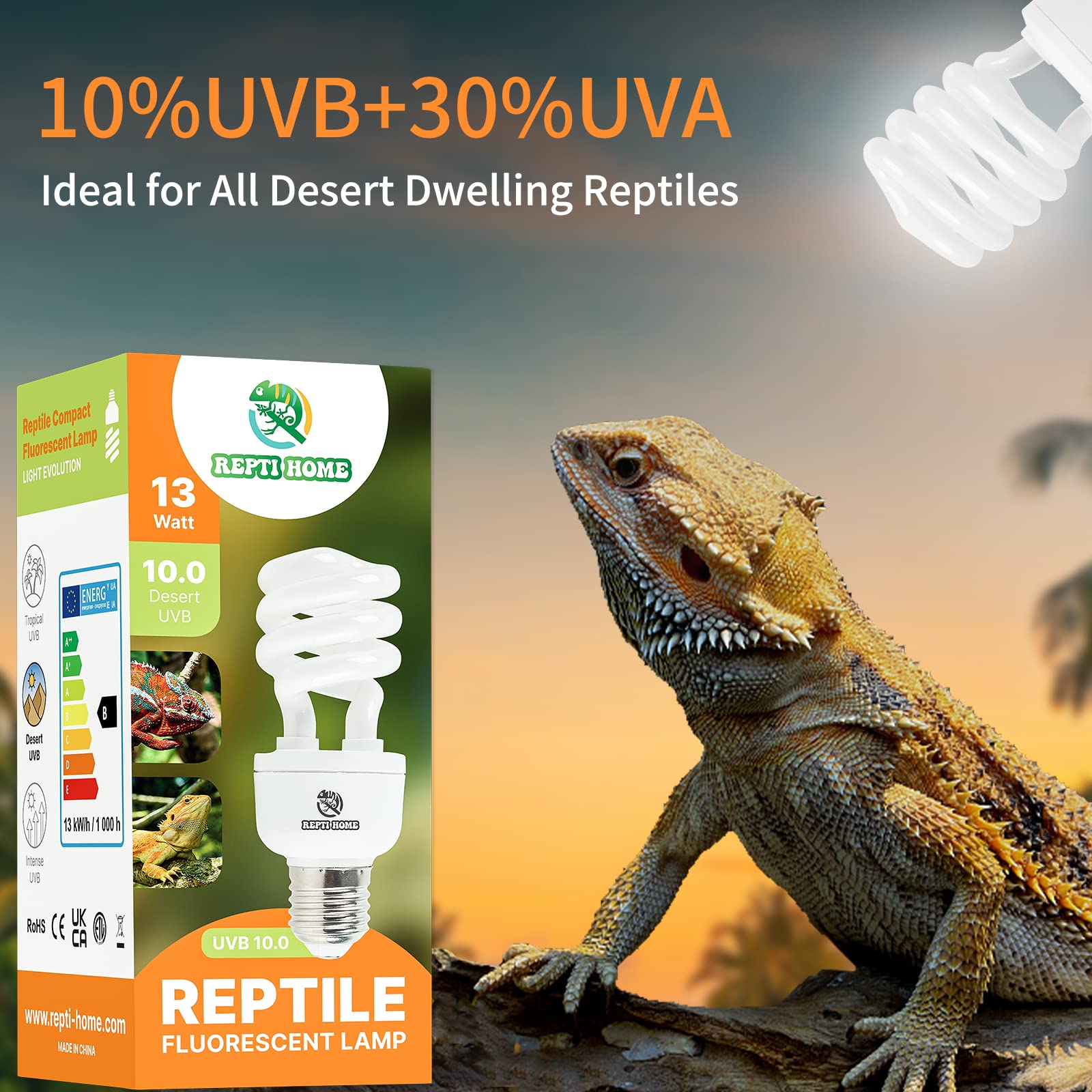 REPTI HOME UVB 10-0, para dragón de barba: iluminación adecuada para dragón barbudo.