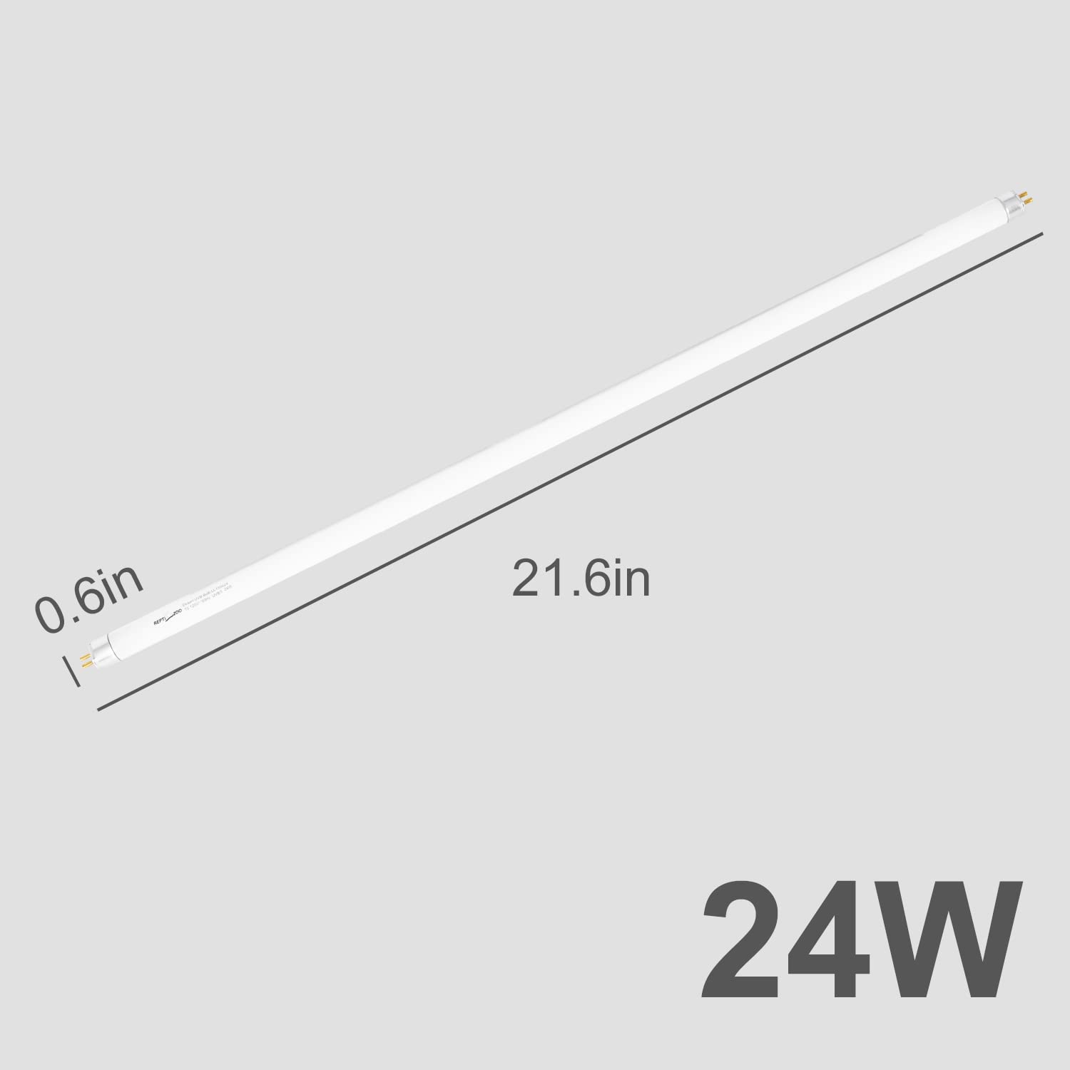 REPTI ZOO distribución de luz UVB, lampara T5 HO 24W, rendimiento uniforme.
