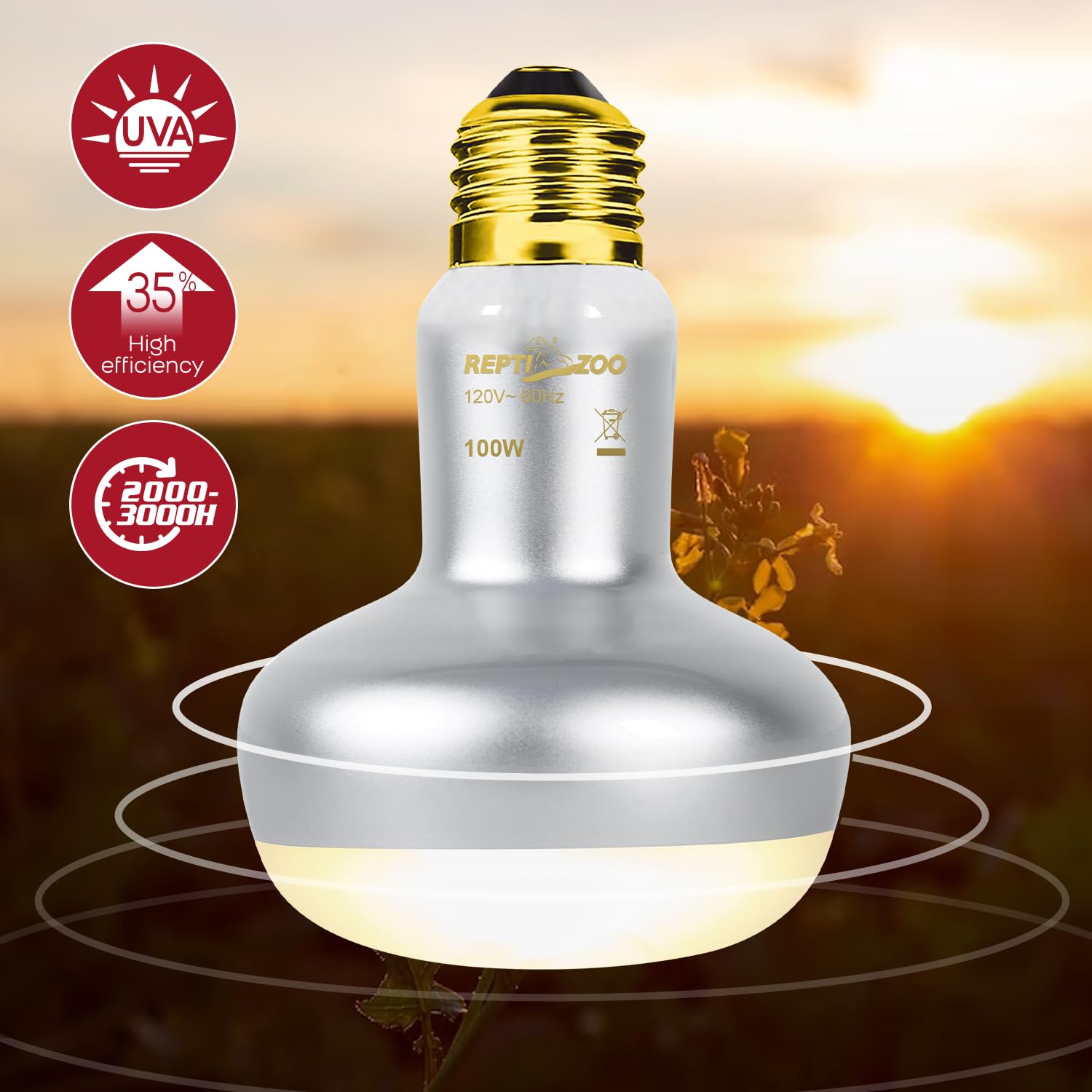 REPTI ZOO Lámpara calor 100W para área basking del reptil.