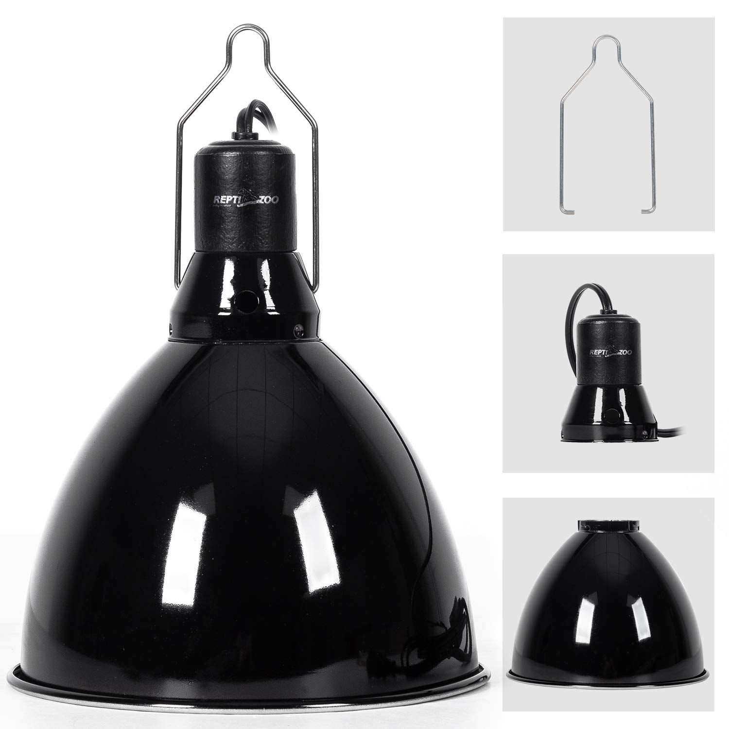 Luminaria REPTI ZOO para reptiles con domo 8.5 pulgadas, iluminación eficiente para terrarios.