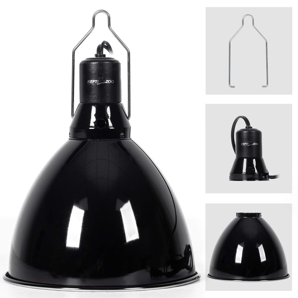 Luminaria REPTI ZOO para reptiles con domo 8.5 pulgadas, iluminación eficiente para terrarios.
