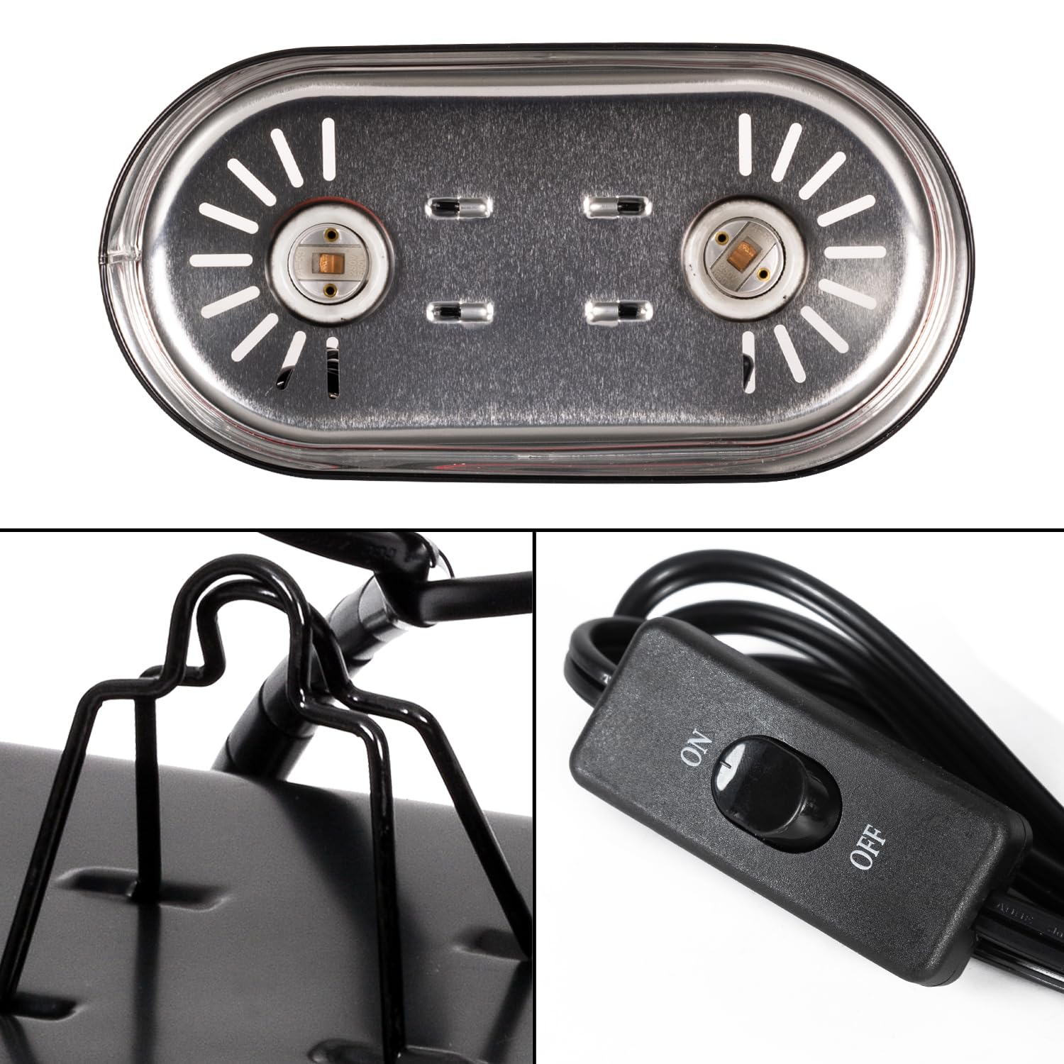 REPTI ZOO Soporte doble con interruptores independientes para encendido sencillo.