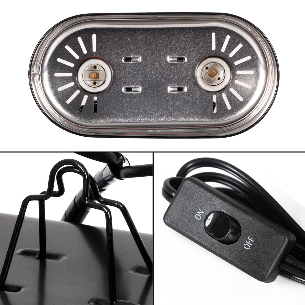 REPTI ZOO Soporte doble con interruptores independientes para encendido sencillo.