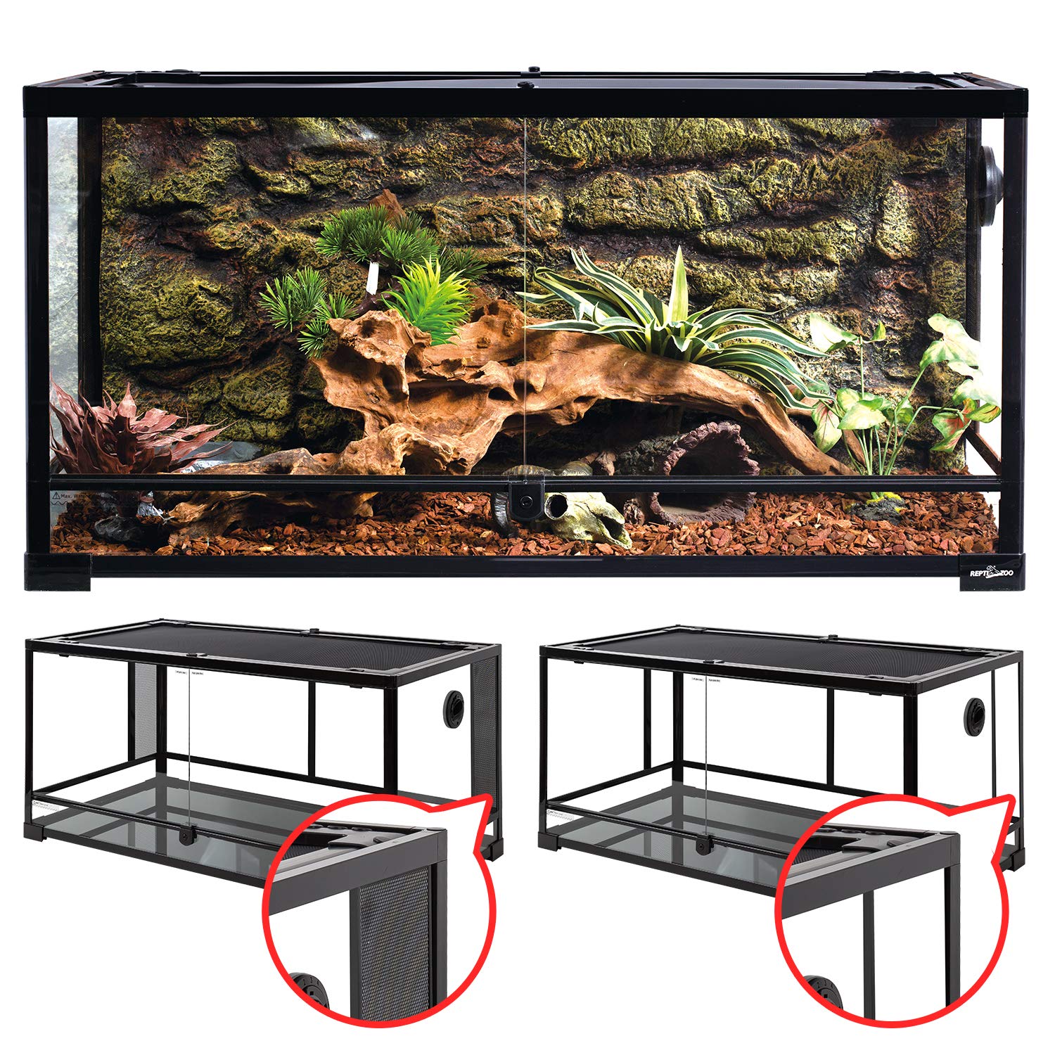 REPTI ZOO terrario de 50 galones con puerta frontal doble, acceso fácil