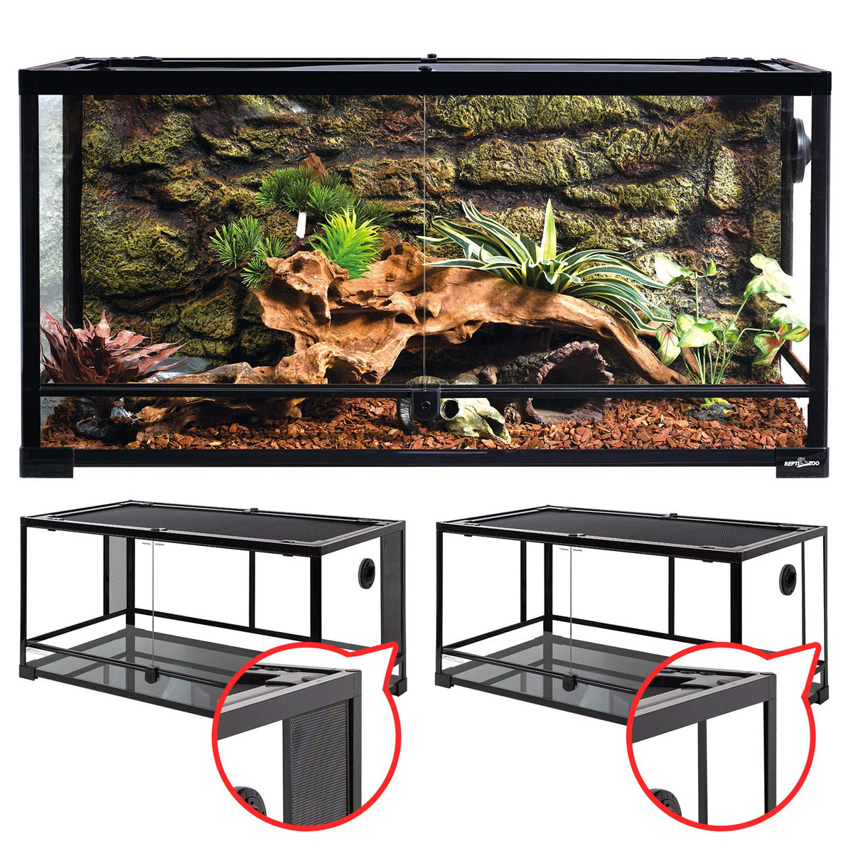 REPTI ZOO terrario de 50 galones con puerta frontal doble, acceso fácil