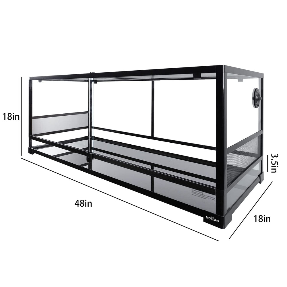 Terrario REPTI ZOO de vidrio templado con dimensiones 48x18x18 pulgadas para reptiles grandes.