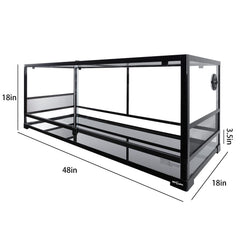 Terrario REPTI ZOO de vidrio templado con dimensiones 48x18x18 pulgadas para reptiles grandes.