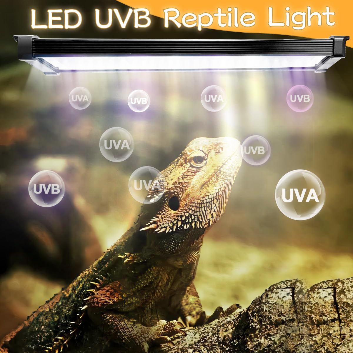 REPTIDLDB luz UVB UVA para reptiles, promueve comportamientos naturales y colores vivos.