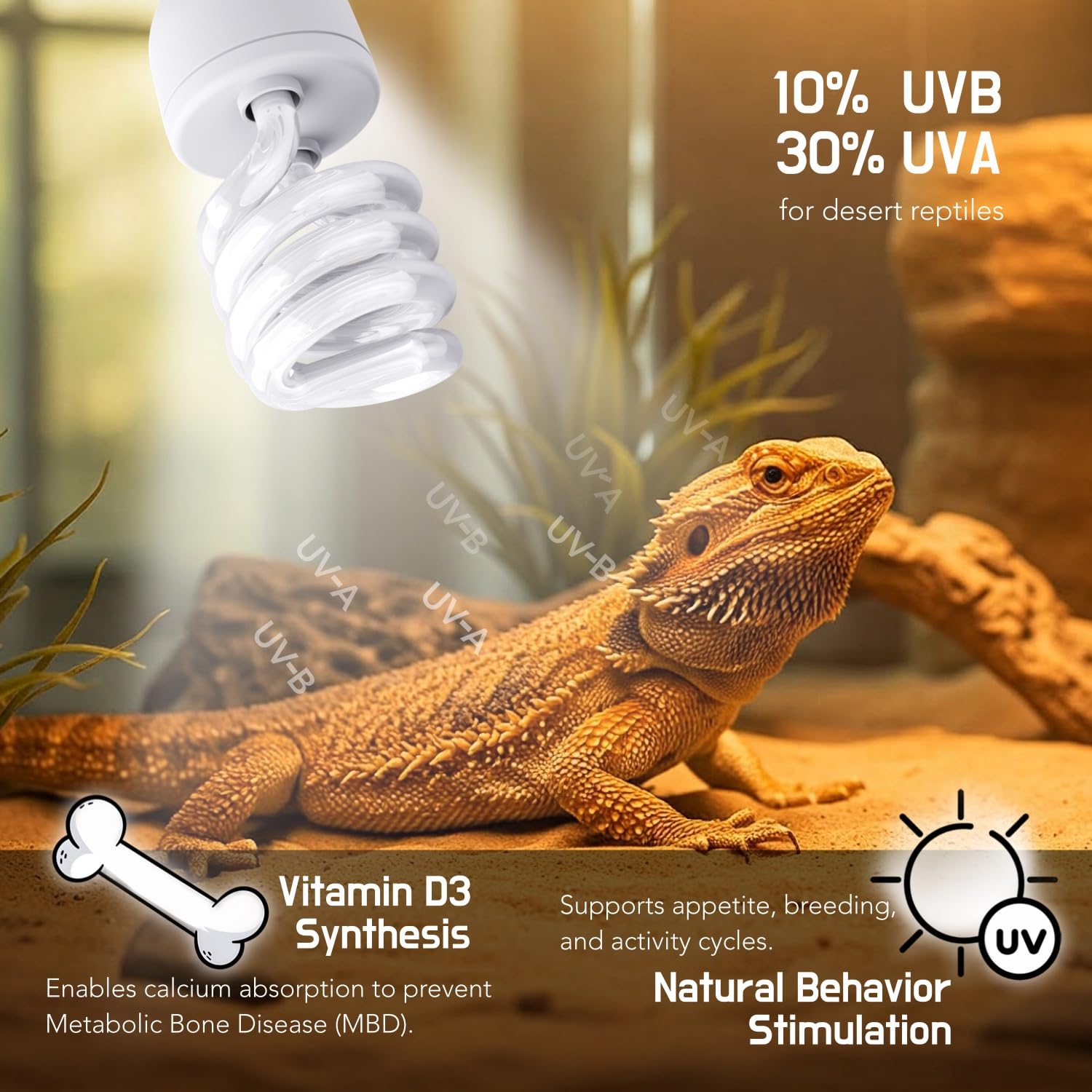 ReptiKing UVB 24W para tortugas apoya crecimiento y movilidad