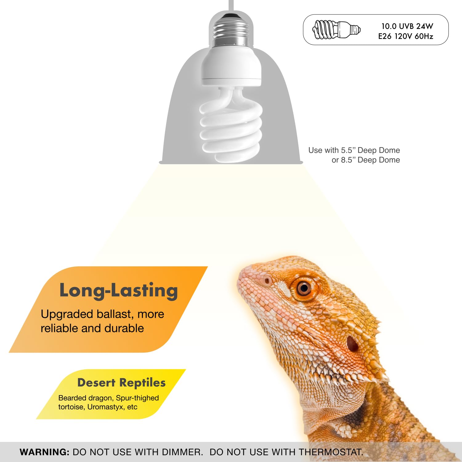 ReptiKing Base E26 UVB 24W instalación rápida en terrario