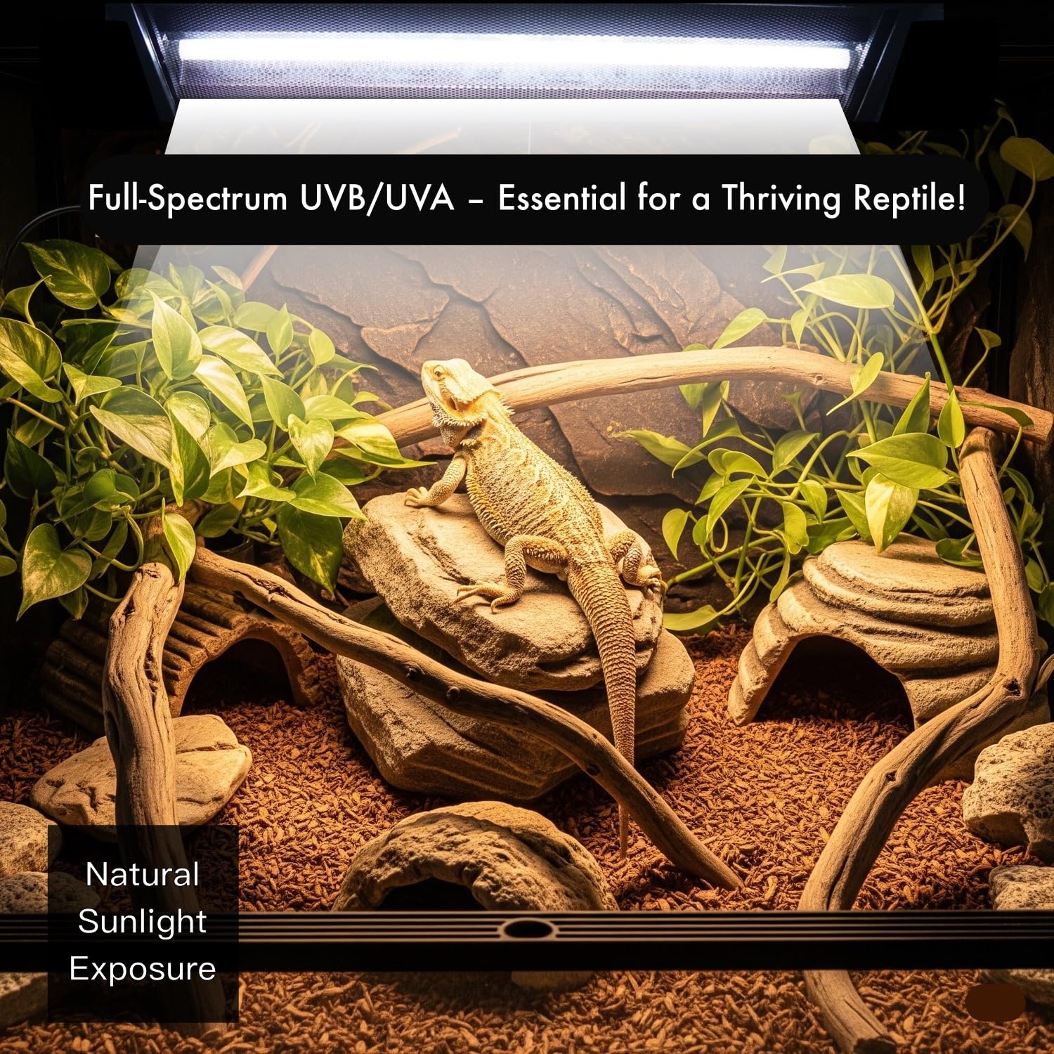 ReptiKing T5 HO UVB alcance-12-18-pulgadas, ilumina zonas clave del terrario.