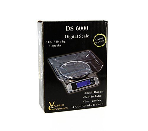 Balanza DS-6000 con encendido automático y función tara para uso cómodo.