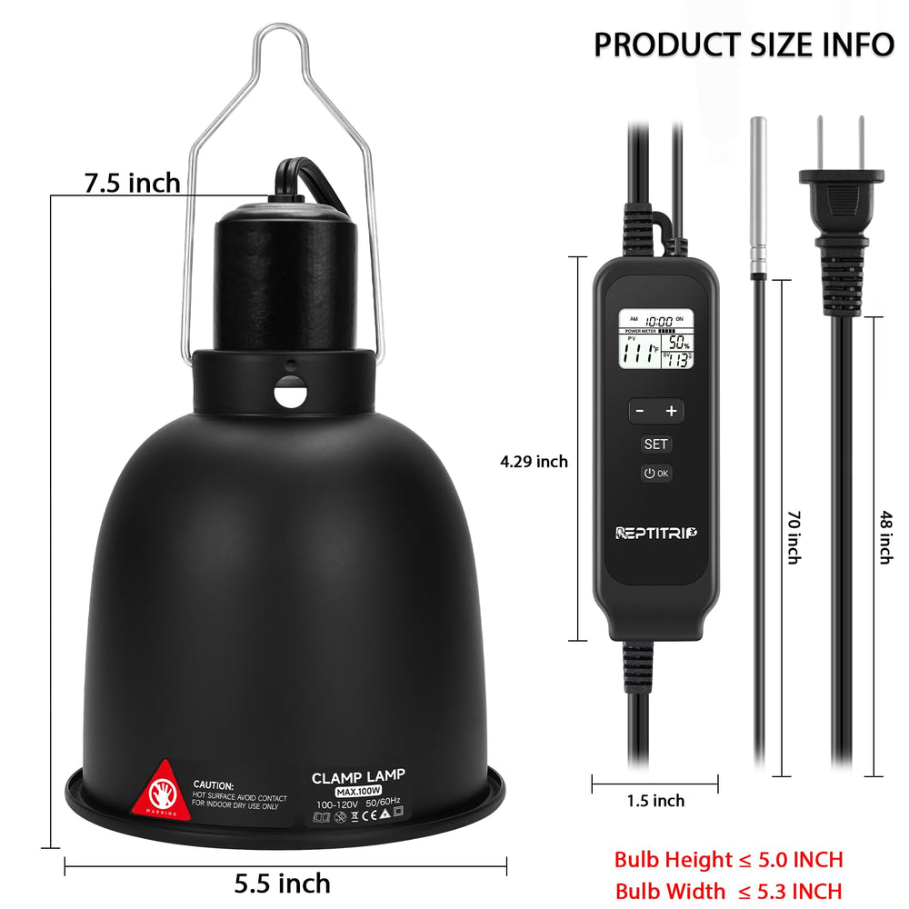 REPTITRIP base E26 soporta bombillas de hasta 100W para calor.