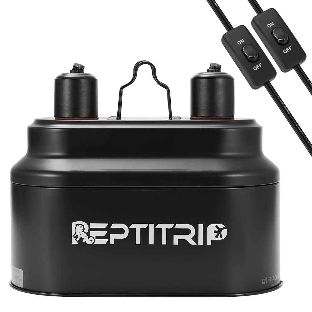 REPTITRIP lampara doble para reptiles con interruptores independientes para control de calor y UVB.