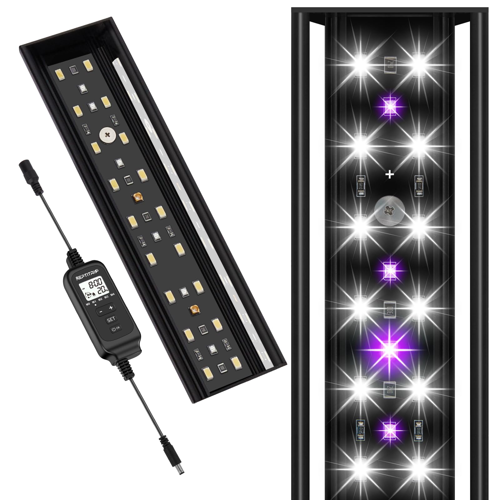 REPTITRIP Lámpara UVB LED de 8 pulgadas para reptiles, iluminación segura