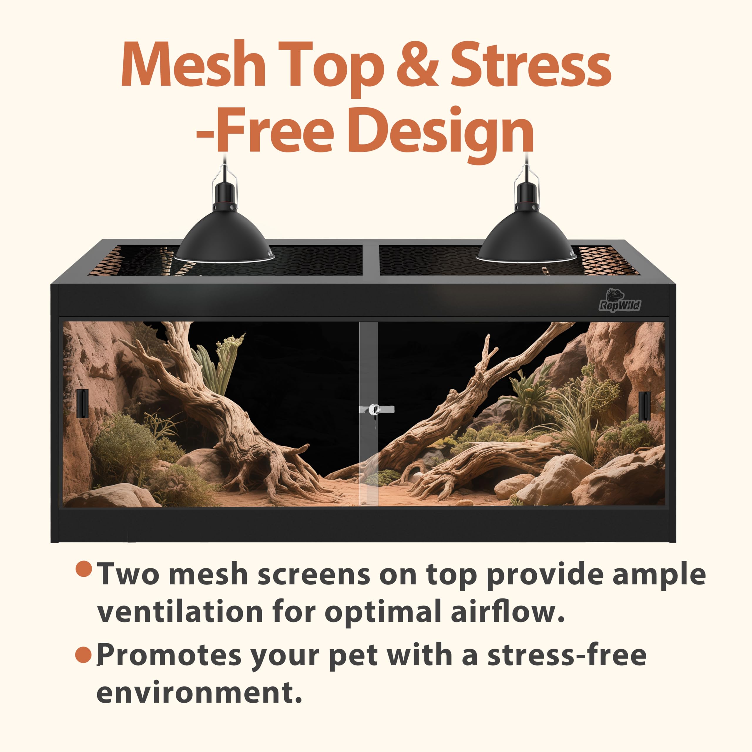 REPWILD 4x2x2 enclosure top ventilation showing airflow for healthy habitats