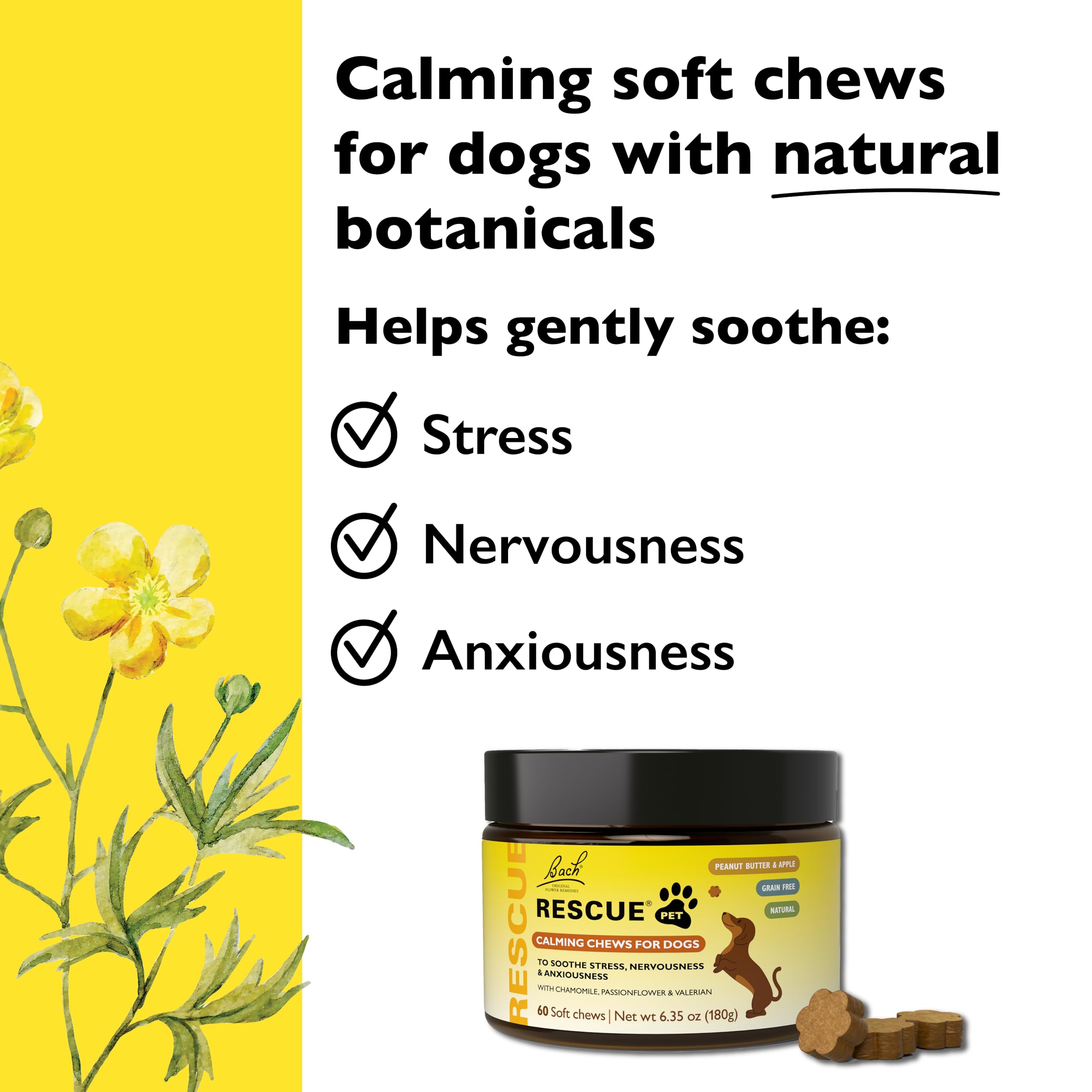 RESCUE Pet Chews calma natural para perros en momentos estresantes