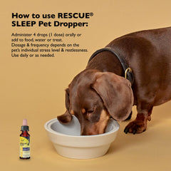 Etiqueta de Rescue Pet Sleep Dropper visible para uso seguro en casa.