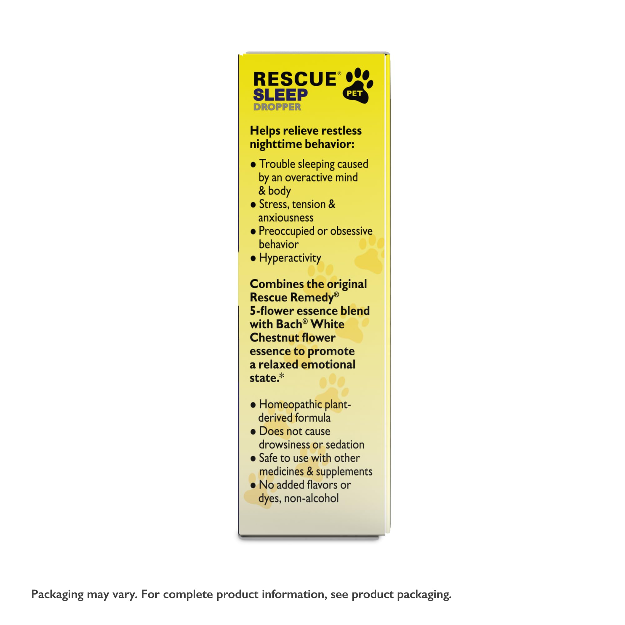Ingredientes naturales a base de esencias florales de Rescue Pet Sleep Dropper.
