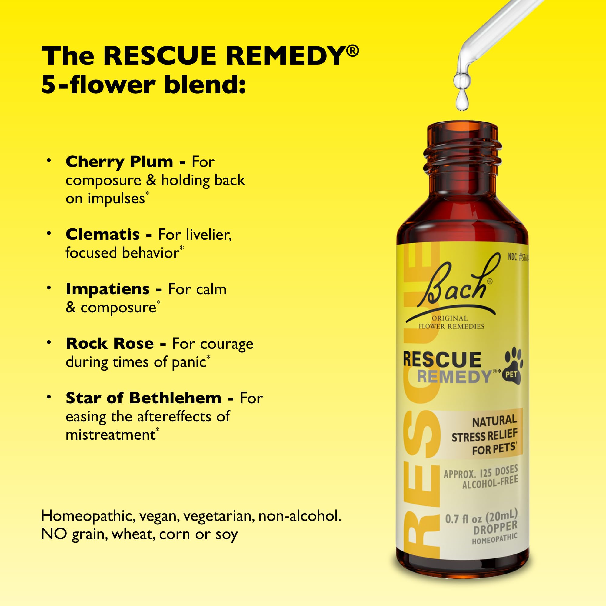 Rescue Remedy sin sedación: calmante diario para mascotas.
