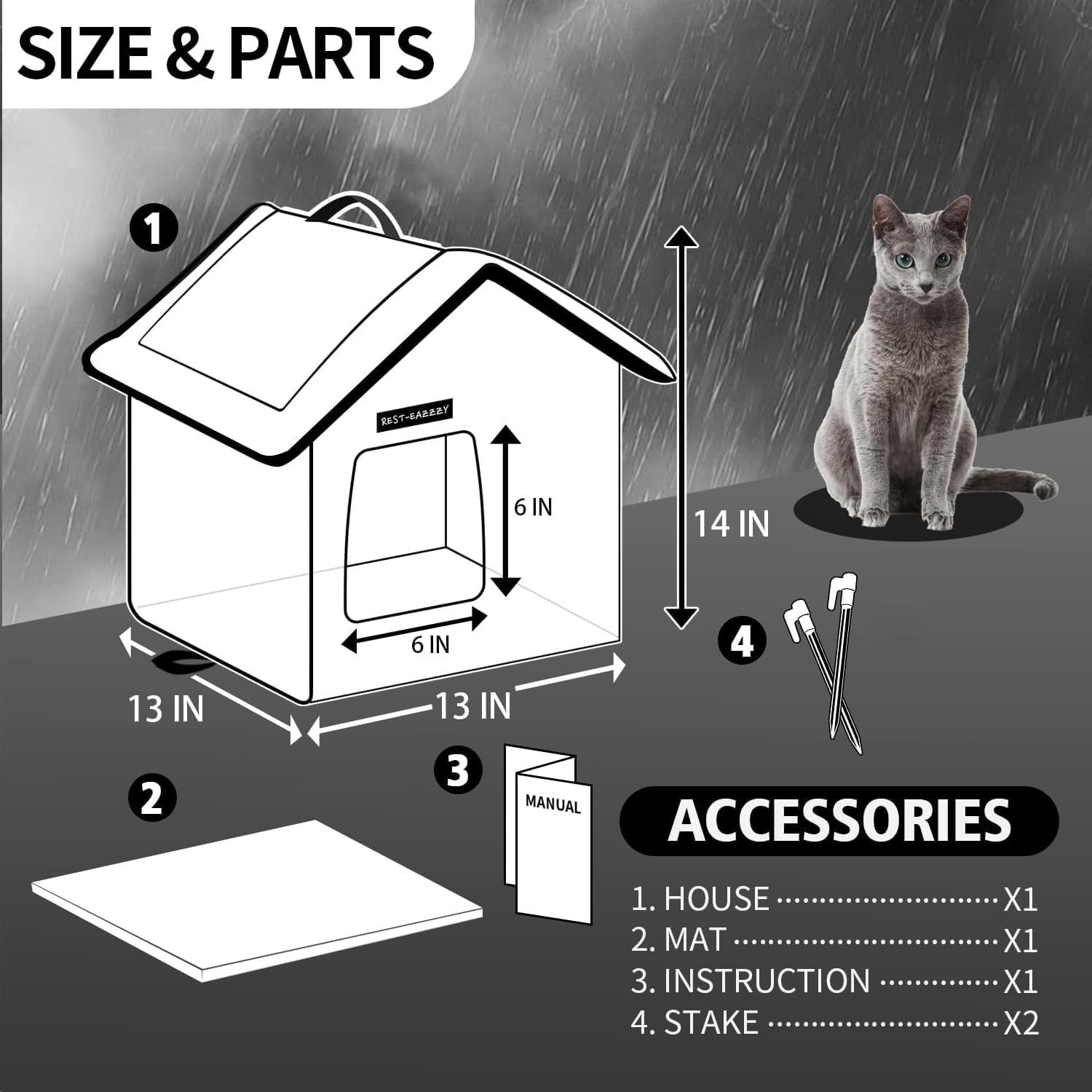 Rest-Eazzzy: casa-gato-dos-unidades exterior ideal para dos felinos