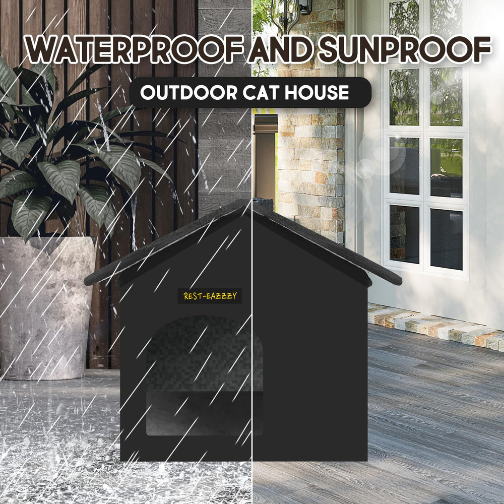 Protección impermeable para días lluviosos en la casa del gato Rest-Eazzzy.