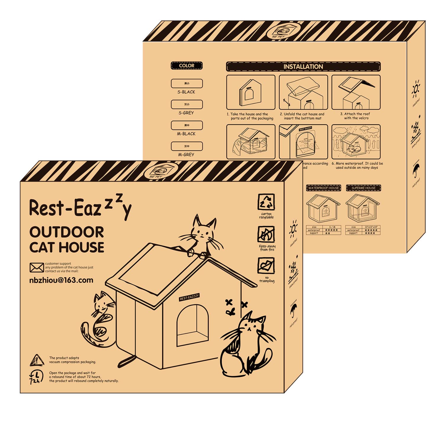 Uso exterior de Rest-Eazzzy: refugio de 13x13x14 pulgadas para espacios abiertos.