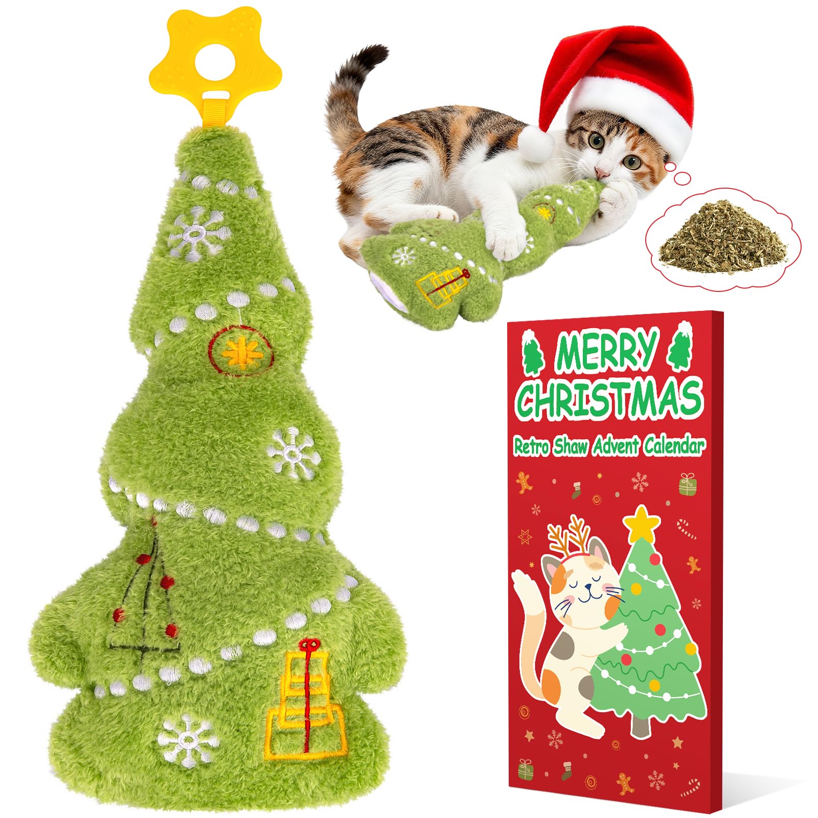 Arbol navideño de Retro Shaw para gatos con crujido que invita al juego.