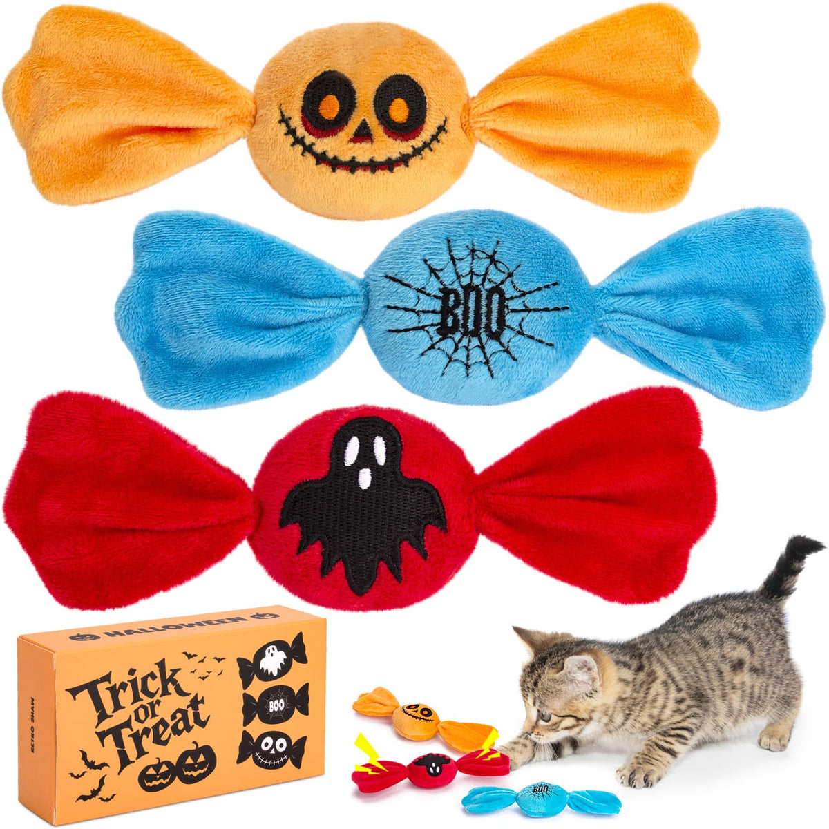 Retro Shaw Juguete gato catnip con crujido interior para juego activo.