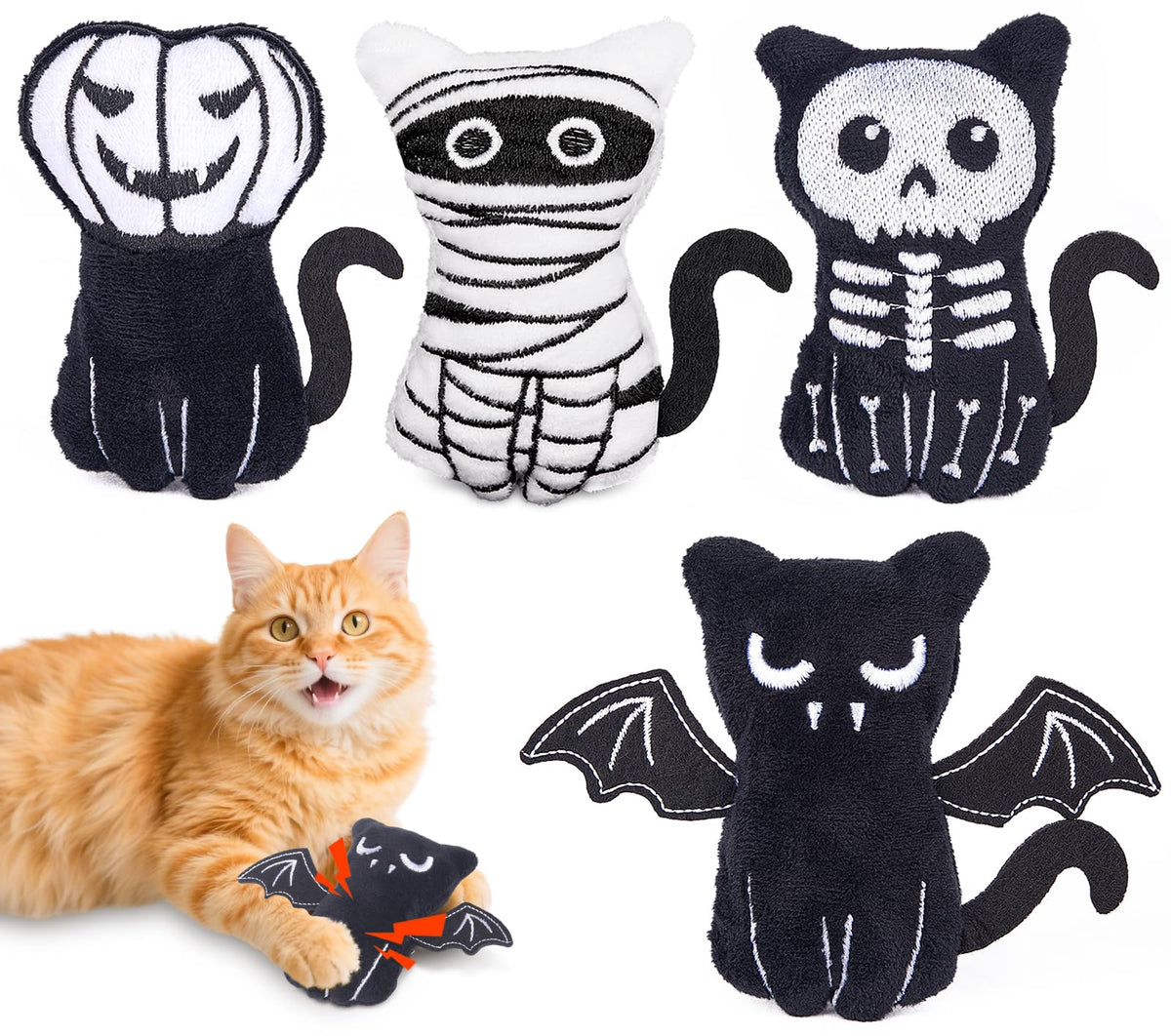 Retro Shaw Juguetes para Gatos 4 Piezas con Catnip: estimulan juego activo.
