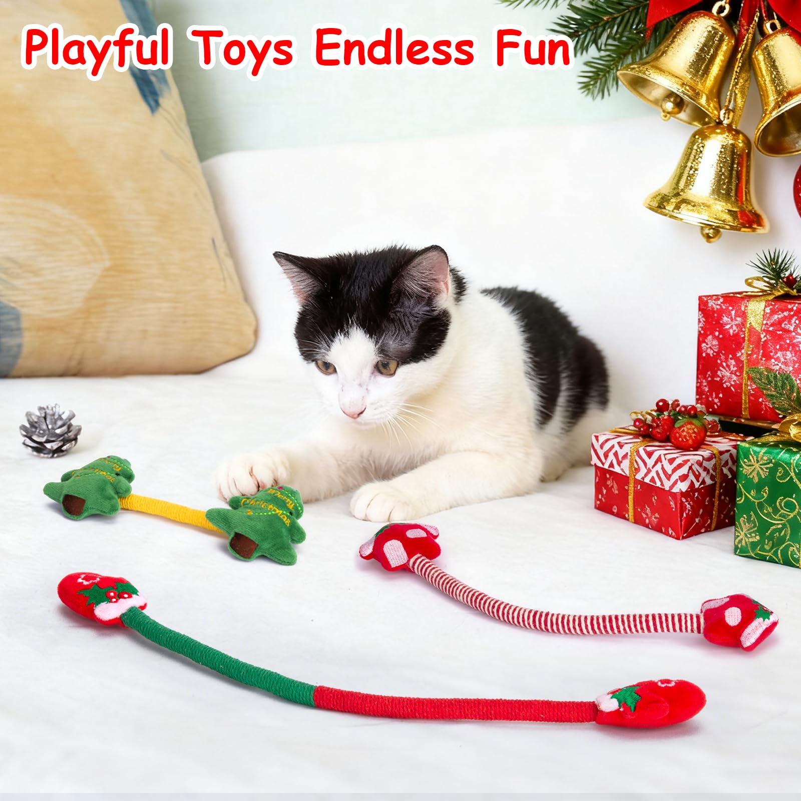 Regalo navideño Retro Shaw para gatos de interior, estimula ejercicio y mente