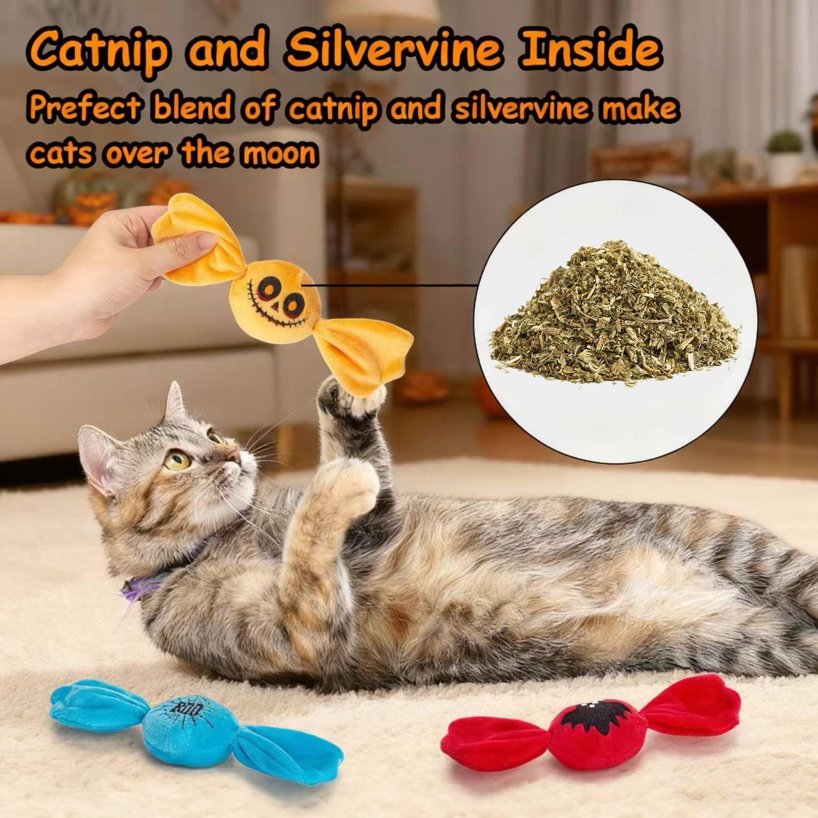 Retro Shaw Pack de tres juguetes para gatos con premios dulces.