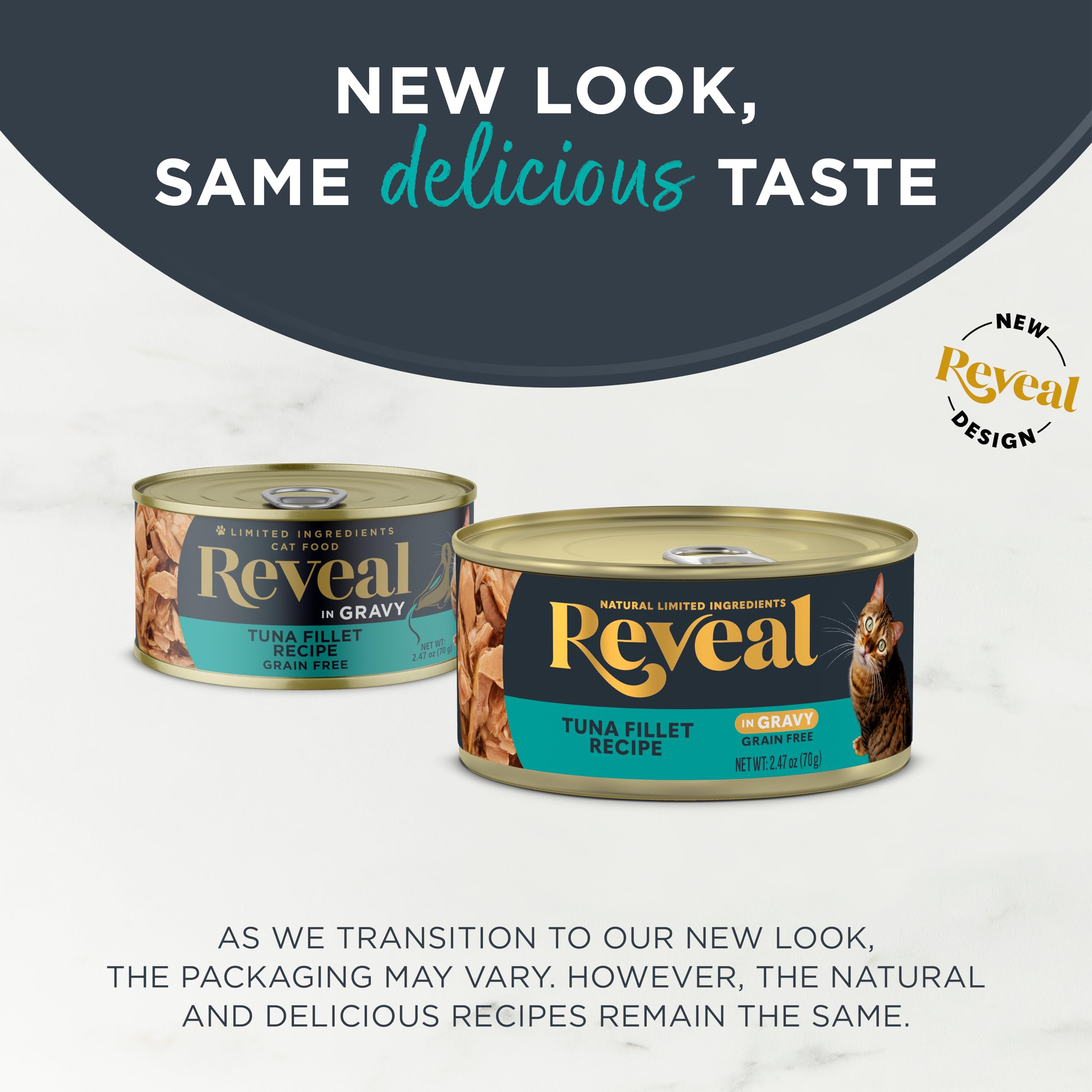 Reveal: proteína principal de alta calidad en cada porción húmeda, deliciosa y natural.