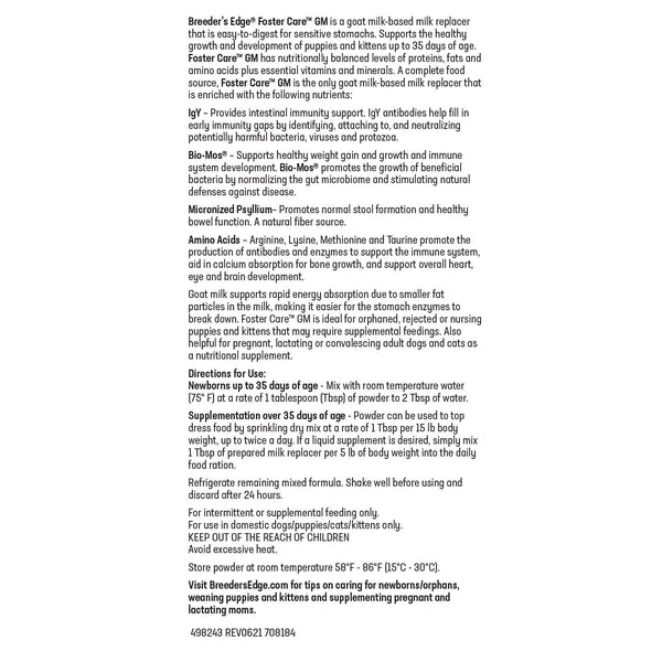 Revival Animal Health Breeder Edge Foster Care GM: apoyo al sistema inmunológico y crecimiento saludable.
