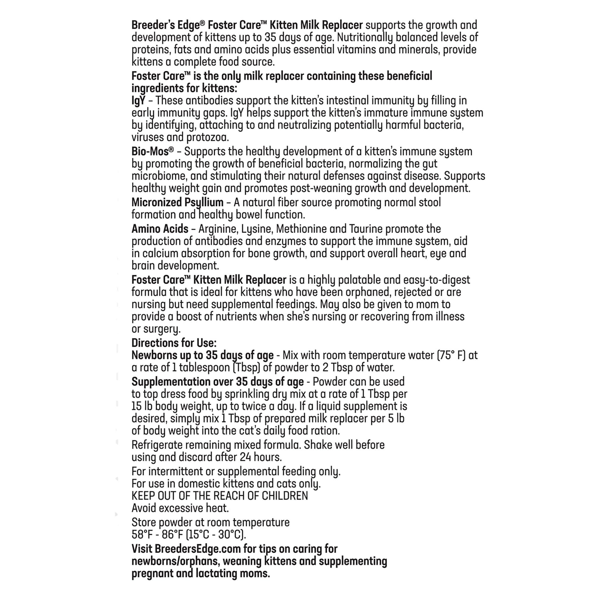 Revival Animal Health Breeder Edge Foster Care GM: suplemento nutricional para madres lactantes y convalecientes.