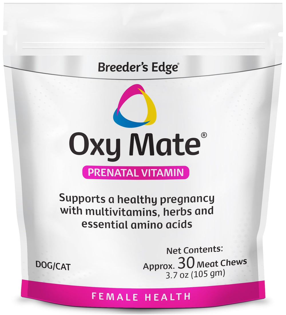 Revival Breeder's Edge Oxy Mate, botella, apoyo prenatal para perros y gatos.