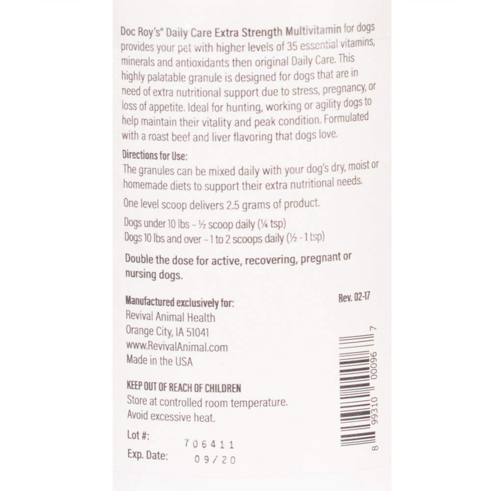 Doc Roy's Daily Care Extra Canine uso diario para perros activos