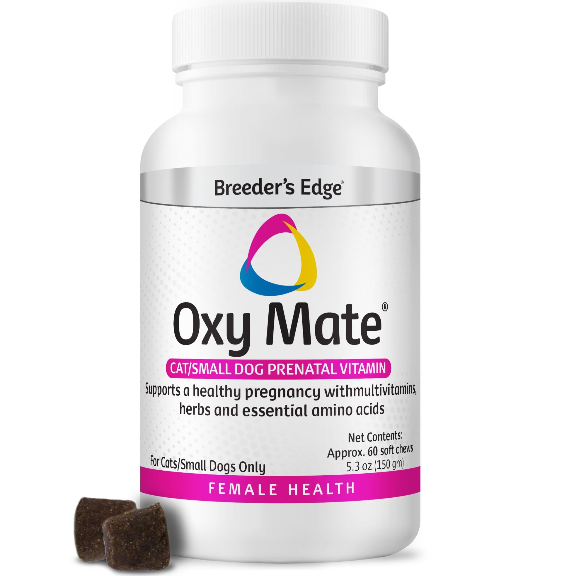 Breeder's Edge Oxy Mate: caja del producto para apoyo nutricional durante embarazo de perros y gatos