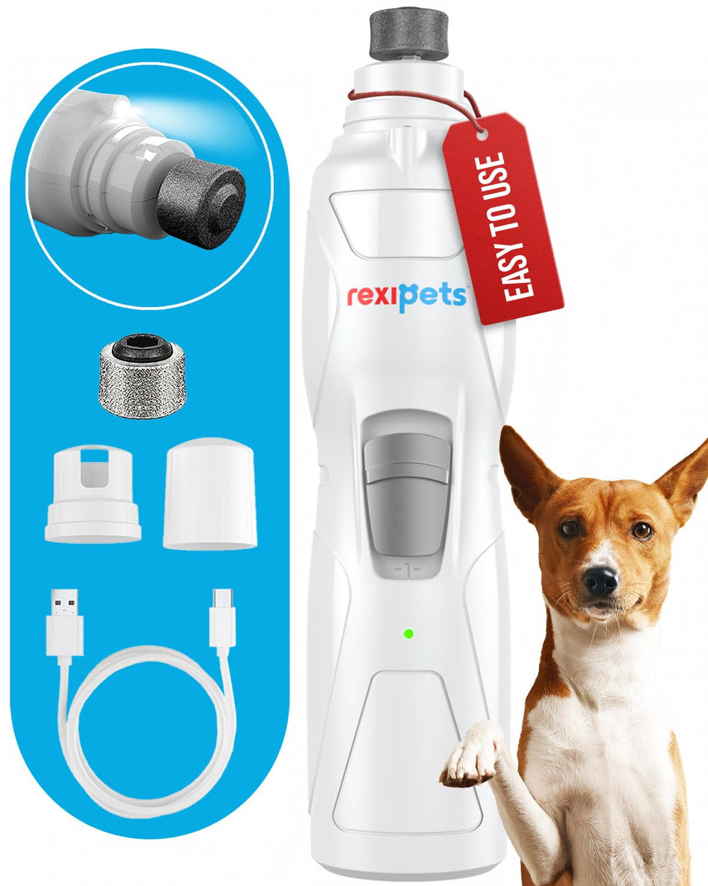 REXIPETS cortauñas mascotas luz led para limar con precisión