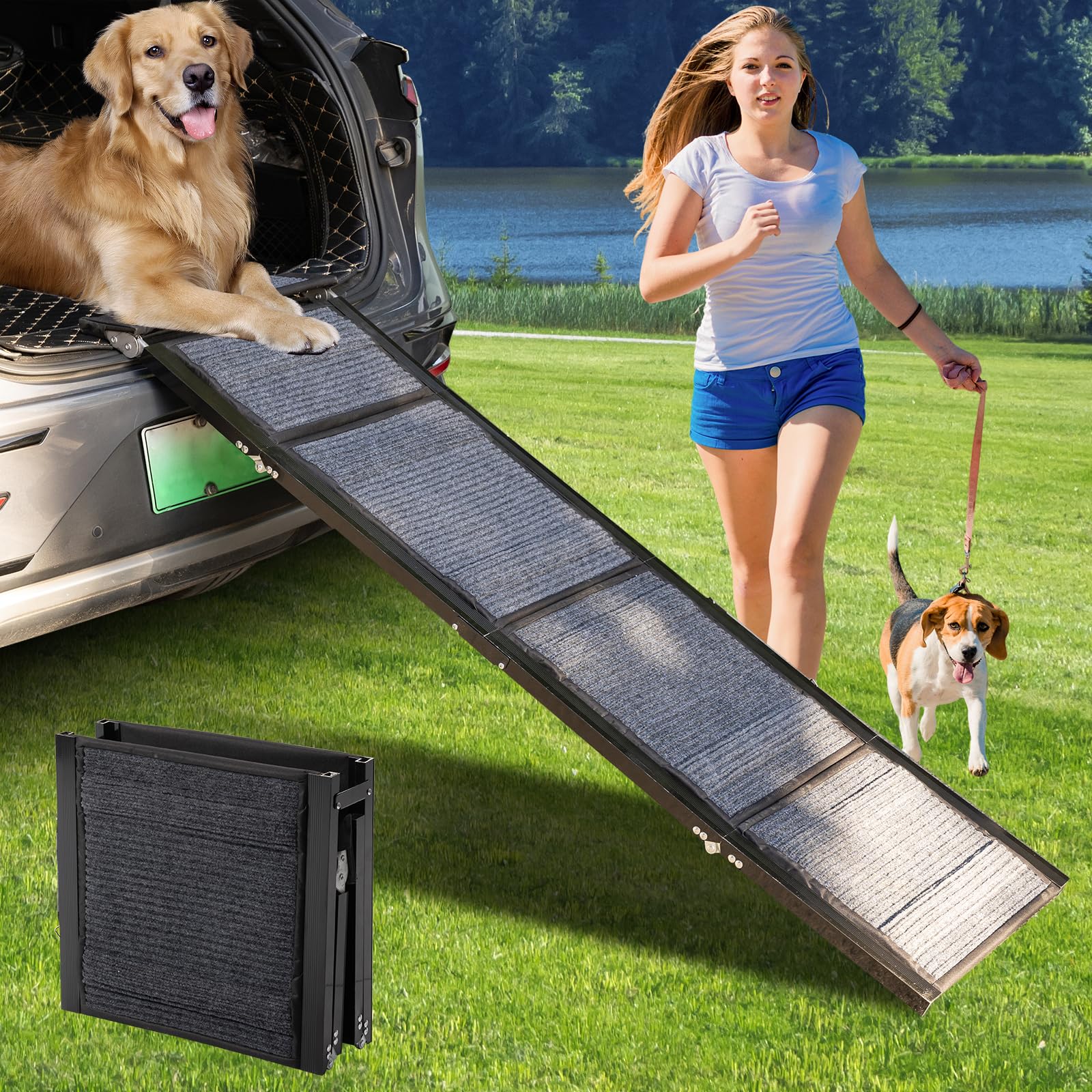 RexTact rampa para perro de 67 pulgadas facilita subir al coche con seguridad
