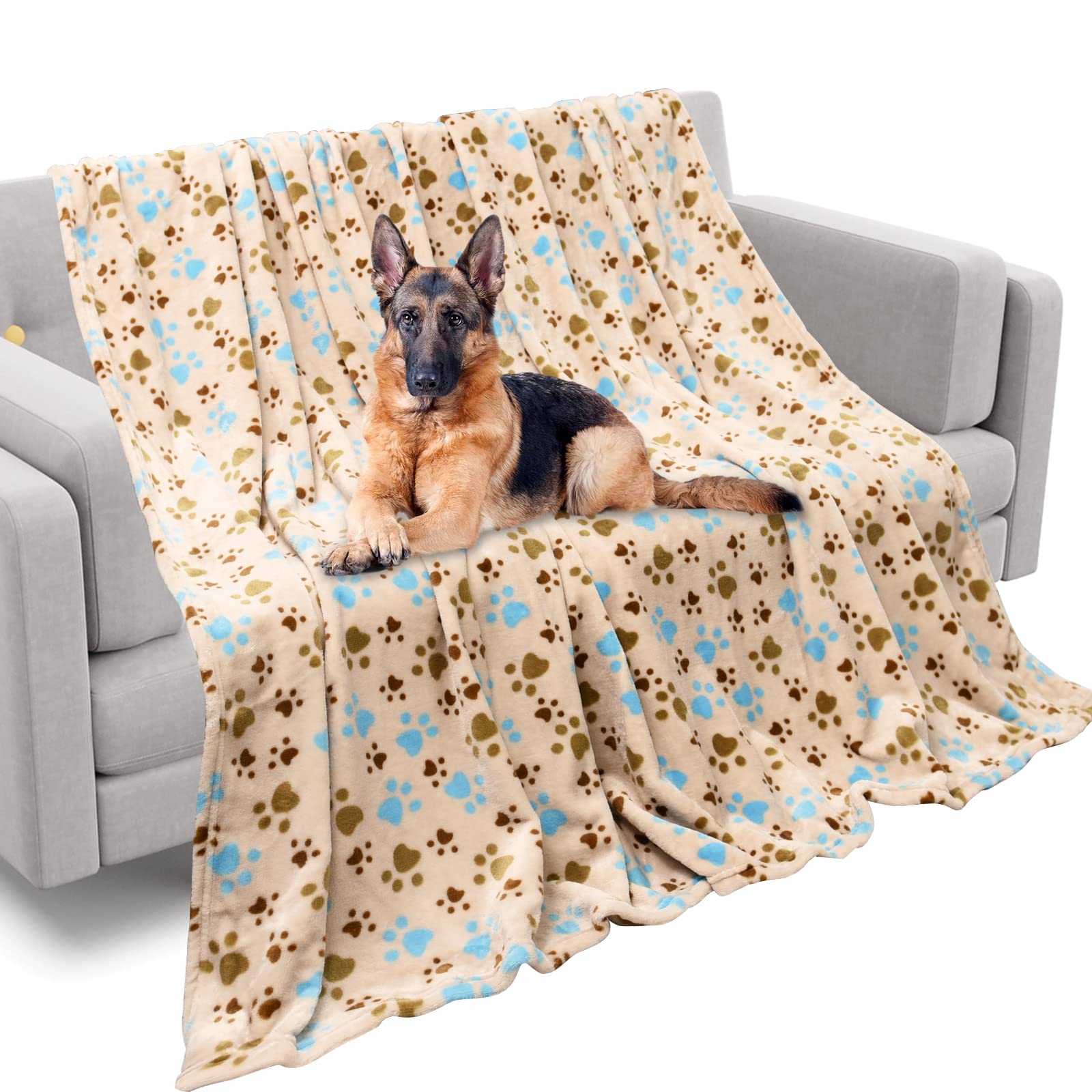 Rezutan manta para perro grande beis, tacto suave para sueño cómodo.
