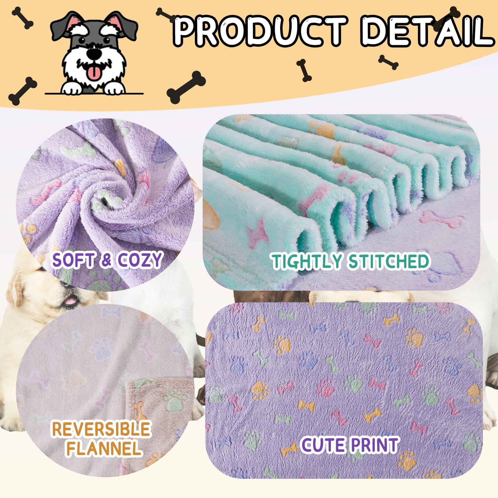 Rezutan manta de flannel suave para mascotas, tacto cálido.
