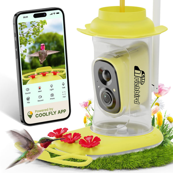 RichBird alimentador de colibríes con cámara de alta definición para observación detallada.