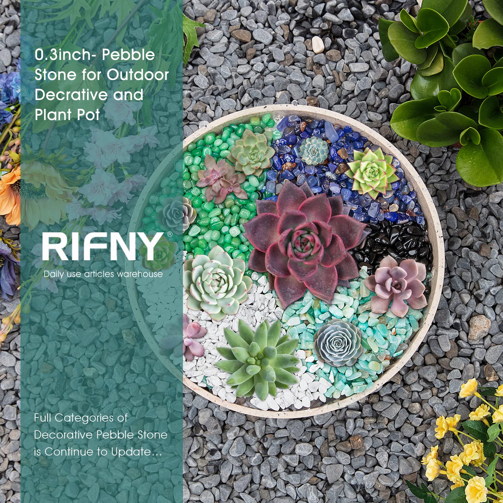 Piedras decorativas blancas RIFNY para macetas, jardines y terrarios